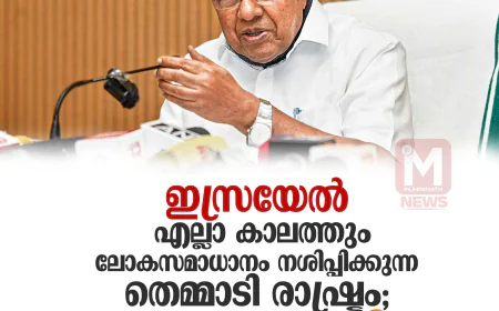 ഇസ്രയേല്‍ എല്ലാ കാലത്തും ലോകസമാധാനം നശിപ്പിക്കുന്ന തെമ്മാടി രാഷ്ട്രം; മുഖ്യമന്ത്രി
