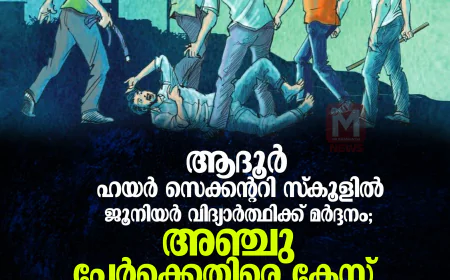 ആദൂര്‍ ഹയര്‍ സെക്കന്ററി സ്‌കൂളില്‍ ജൂനിയര്‍ വിദ്യാര്‍ത്ഥിക്ക് മര്‍ദ്ദനം; അഞ്ചു പേര്‍ക്കെതിരെ കേസ്