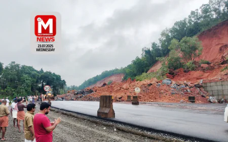 ദേശീയപാതയില്‍ വീണ്ടും മണ്ണിടിച്ചില്‍; വീരമല കുന്നിടിഞ്ഞ് ഗതാഗതം താറുമാറായി