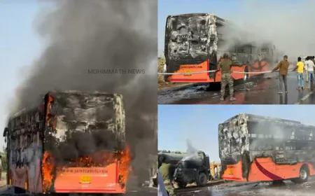 രാജസ്ഥാനിൽ ഓടിക്കൊണ്ടിരുന്ന  എ സി ബസിന് തീപിടിച്ച് 19 പേർ വെന്തുമരിച്ചു