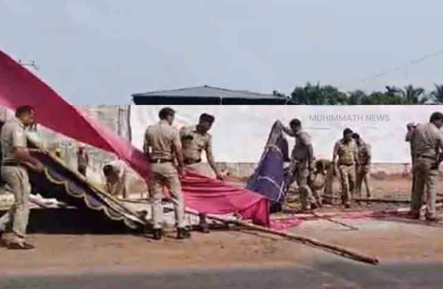 മേൽപ്പാലം ആവശ്യപ്പെട്ടുള്ള ജനകീയ സമരപ്പന്തൽ പൊലീസ് പൊളിച്ചു നീക്കി; പ്രതിഷേധം ശക്തമാകുന്നു 