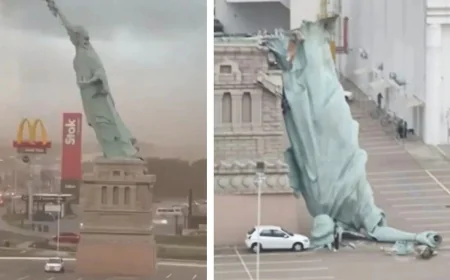 ശക്തമായ കൊടുങ്കാറ്റ്; ബ്രസീലിലെ 'സ്റ്റാച്യൂ ഓഫ് ലിബർട്ടി' തകർന്നു വീണു 