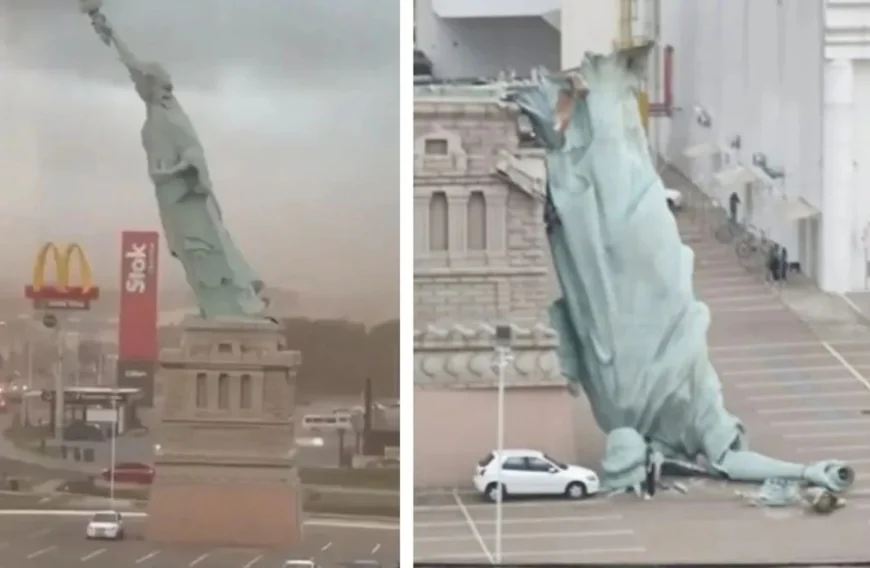 ശക്തമായ കൊടുങ്കാറ്റ്; ബ്രസീലിലെ 'സ്റ്റാച്യൂ ഓഫ് ലിബർട്ടി' തകർന്നു വീണു 