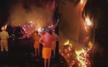 മുള്ളേരിയ കോട്ടൂർ കയർ ഫാക്ടറിയിലെ തീപിടിത്തം; നഷ്ടം ലക്ഷങ്ങൾ