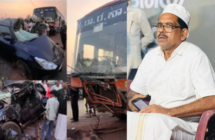 നെല്ലിക്കട്ടയിൽ ബസ്സും കാറും കൂട്ടിയിടിച്ച് ഒരാൾ മരിച്ചു; കൂടെയുണ്ടായിരുന്ന ആളുടെ നില ഗുരുതരം