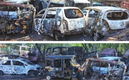 മഞ്ചേശ്വരം പോലീസ് കസ്റ്റഡിയിലുള്ള വാഹനങ്ങൾ കത്തിനശിച്ചു