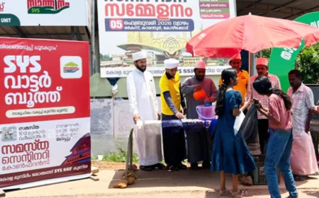 കഠിനമായ ചൂടിൽ വോട്ടർമാർക്ക് ആശ്വാസമേകി എസ്.വൈ.എസ് വാട്ടർ ബൂത്ത്