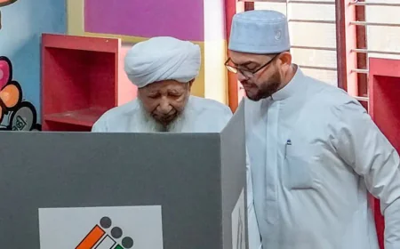 കാന്തപുരം ഗവ. എൽപി സ്കൂളിൽ വോട്ട് രേഖപ്പെടുത്തി ഇന്ത്യൻ ഗ്രാൻഡ് മുഫ്‌തി 