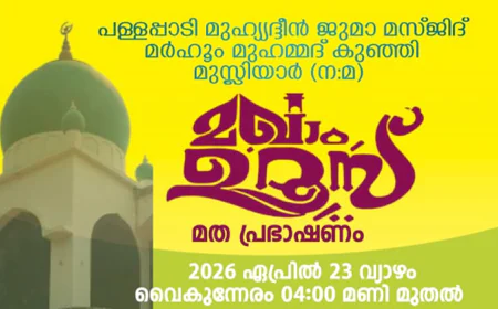 പള്ളപ്പാടി മഖാം ഉറൂസും ഏകദിന മതപ്രഭാഷണവും നാളെ
