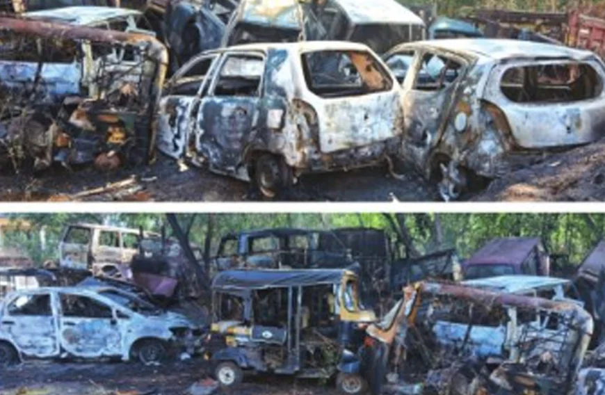 മഞ്ചേശ്വരം പോലീസ് കസ്റ്റഡിയിലുള്ള വാഹനങ്ങൾ കത്തിനശിച്ചു