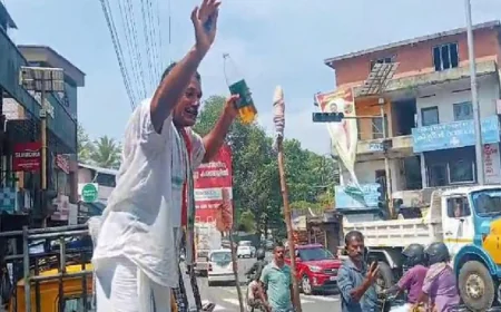 മുഖ്യമന്ത്രി സ്ഥാനം; പെട്രോള്‍ ദേഹത്തൊഴിച്ച് പ്രതിഷേധവുമായി കോണ്‍ഗ്രസ് പ്രവര്‍ത്തകൻ