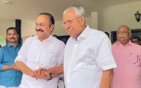 പിണറായി വിജയനെ കാണാനെത്തി നിയുക്ത മുഖ്യമന്ത്രി വി ഡി സതീശൻ